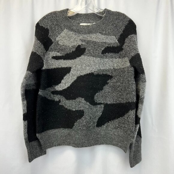 RD Style Womens Black Gray Camo Long Sleeve Crew Neck Pullover Sweater Size S - Picture 1 of 9